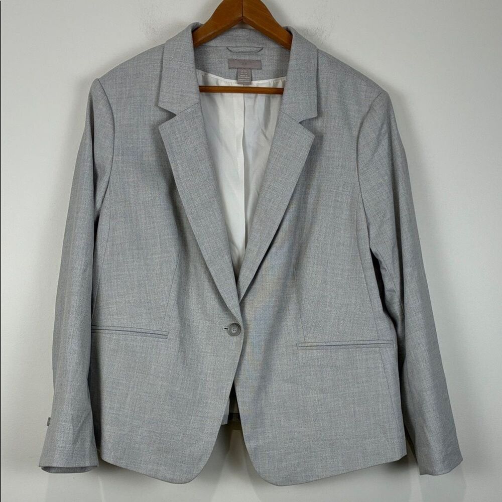 H&M Women's XXL Blazer Gray Workwear Neutral Office Notched Lapel